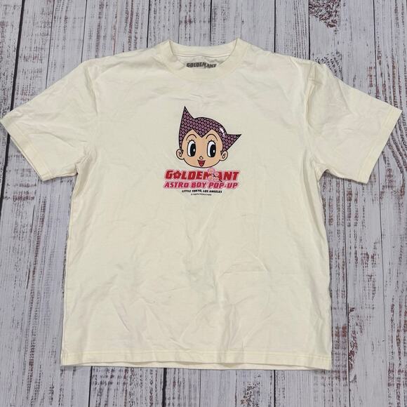 Golden Ant Other - Golden Ant Astro Boy Pop-Up Anime Tee Cream Embroidered Graphic Mens M